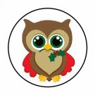 48 Adorable Christmas Owl Envelope Seals Labels Stickers 1.2" Round