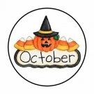 48 October Halloween Pumpkin Envelope Seals Labels Stickers 1.2" Round