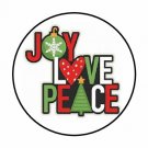 48 Christmas Joy Peace Love Envelope Seals Labels Stickers 1.2" Round