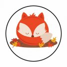 48 Sleeping Woodland Fox Fall Envelope Seals Labels Stickers 1.2" Round