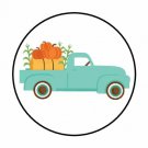 48 Fall Truck Pumpkin Envelope Seals Labels Stickers 1.2" Round