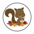 48 Fall Squirrel Envelope Seals Labels Stickers 1.2" Round