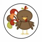 48 Baby Turkey Thanksgiving Envelope Seals Labels Stickers 1.2" Round