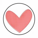 48 Pink Heart Envelope Seals Labels Stickers 1.2" Round