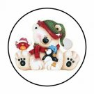 48 Christmas Bear Envelope Seals Labels Stickers 1.2" Round