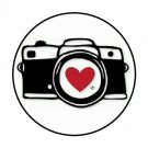 48 Camera Heart Envelope Seals Labels Stickers 1.2" Round