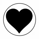 48 Black Heart Envelope Seals Labels Stickers 1.2" Round