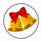 48 Christmas Bells Bow Envelope Seals Labels Stickers 1.2" Round