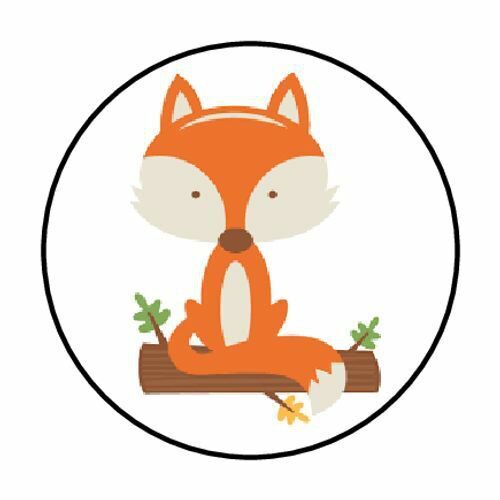 48 Fall Fox Envelope Seals Labels Stickers 1.2" Round