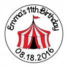 24 Personalized Circus Carnival Theme Tent Favor Labels Round Stickers 1.67"