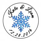 24 Personalized Blue Snowflake Wedding Favor Labels Round Stickers 1.67"