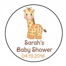 24 Personalized Cute Giraffe Baby Shower Favor Labels Round Stickers 1.67"