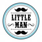 24 Personalized Blue Boy Little Man Baby Shower Party Favor Labels Stickers 1.67
