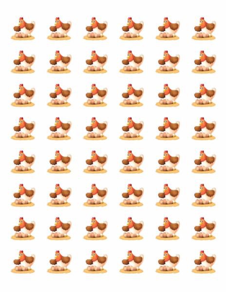 48 Chicken Eggs Envelope Seals Labels Stickers 1.2" Round .