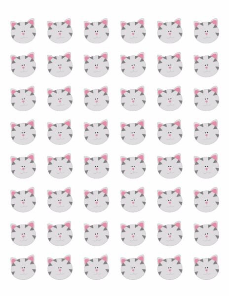 48 Cat Face Envelope Seals Labels Stickers 1.2" Round .