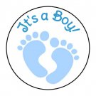 24 Its A Boy Baby Blue Feet Shower Favor Labels Round Stickers 1.67 "
