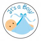 24 Its A Boy Baby Blue Blanket Shower Favor Labels Round Stickers 1.67 "