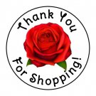 24 Red Rose Thank You For Shopping Favor Labels Round Stickers 1.67"