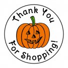 24 Halloween Pumpkin Thank You For Shopping Favor Labels Round Stickers 1.67"