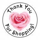 24 Pink Rose Thank You For Shopping Favor Labels Round Stickers 1.67"