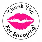 24 Pink Lips Thank You For Shopping Favor Labels Round Stickers 1.67"