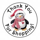 24 Christmas Penguin Thank You For Shopping Favor Labels Round Stickers 1.67"