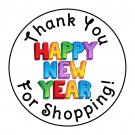 24 Happy New Year Thank You For Shopping Favor Labels Round Stickers 1.67"