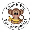 24 Monkey Thank You For Shopping Favor Labels Round Stickers 1.67"