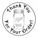 24 Mason Jar Thank You For Shopping Favor Labels Round Stickers 1.67"