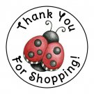24 Ladybug Thank You For Shopping Favor Labels Round Stickers 1.67"