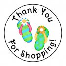 24 Flip Flops Thank You For Shopping Favor Labels Round Stickers 1.67"