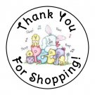 24 Easter Bunny Peep Thank You For Shopping Favor Labels Round Stickers 1.67"