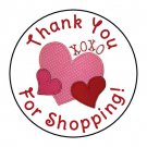 24 Valentines Hearts Thank You For Shopping Favor Labels Round Stickers 1.67"
