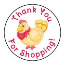 24 Chicken Thank You For Shopping Favor Labels Round Stickers 1.67"