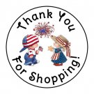 24 4Th July Thank You For Shopping Favor Labels Round Stickers 1.67"