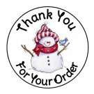 24 Thank You Cute Christmas Snowman Labels Round Stickers 1.67"