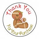 24 Personalized Thank You Gingerbread Christmas Labels Round Stickers 1.67"