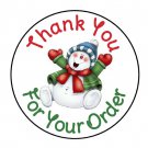24 Personalized Thank You For Order Snowman Labels Round Stickers 1.67"
