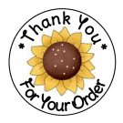 24 Personalized Fall Sunflower Thank You Favor Labels Round Stickers 1.67"
