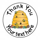 24 Personalized Thank You Bee Hive Favor Labels Round Stickers 1.67"