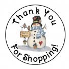 24 Personalized Thank You Christmas Snowman Labels Round Stickers 1.67"