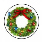 48 Christmas Wreath 2 Envelope Seals Labels Stickers 1.2" Round