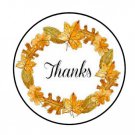48 Thank You Leaves Fall Wreath Envelope Seals Labels Stickers 1.2" Round