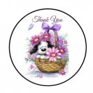 48 Thank You Puppy Flowers Envelope Seals Labels Stickers 1.2" Round