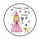 48 Thank You Princess Envelope Seals Labels Stickers 1.2" Round