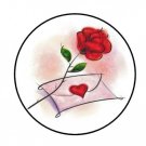 48 Red Rose Letter Envelope Seals Labels Stickers 1.2" Round