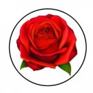48 Big Red Rose Envelope Seals Labels Stickers 1.2" Round