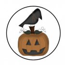 48 Primitive Pumpkin Crow Fall Envelope Seals Labels Stickers 1.2" Round