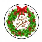 48 Christmas Wreath Merry Candy Canes Envelope Seals Labels Stickers 1.2" Round