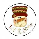 48 Let It Snow Christmas Snowman Envelope Seals Labels Stickers 1.2" Round